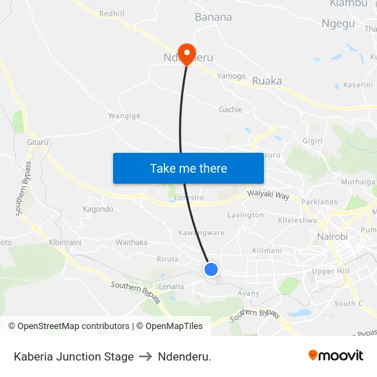 Kaberia Junction Stage to Ndenderu. map
