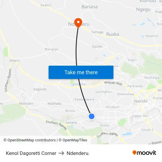 Kenol Dagoretti Corner to Ndenderu. map