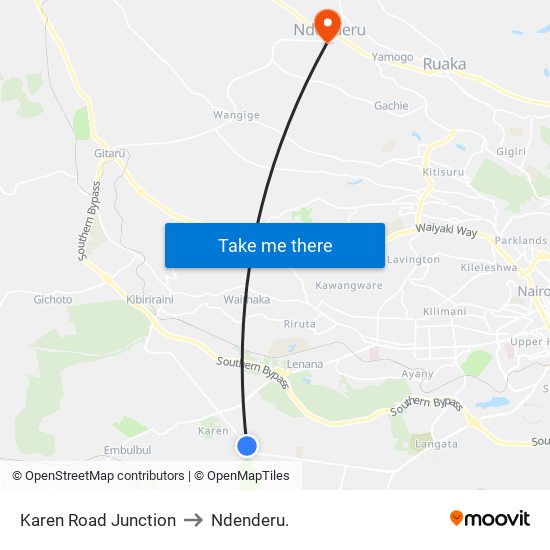 Karen Road Junction to Ndenderu. map