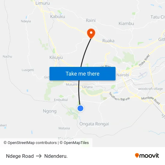Ndege Road to Ndenderu. map