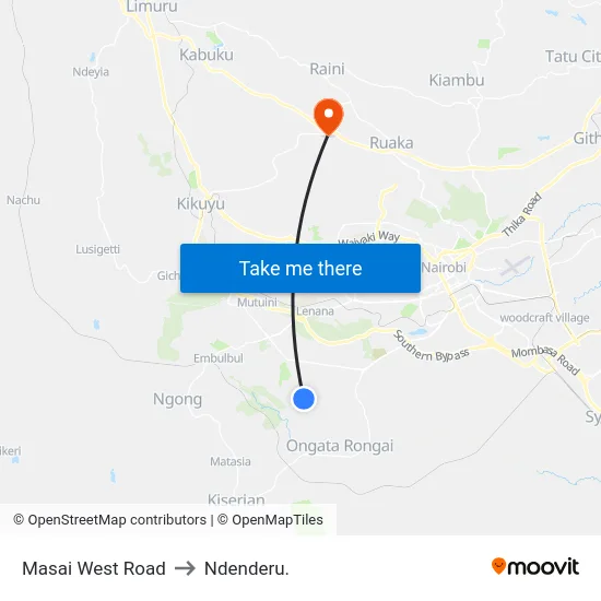 Masai West Road to Ndenderu. map