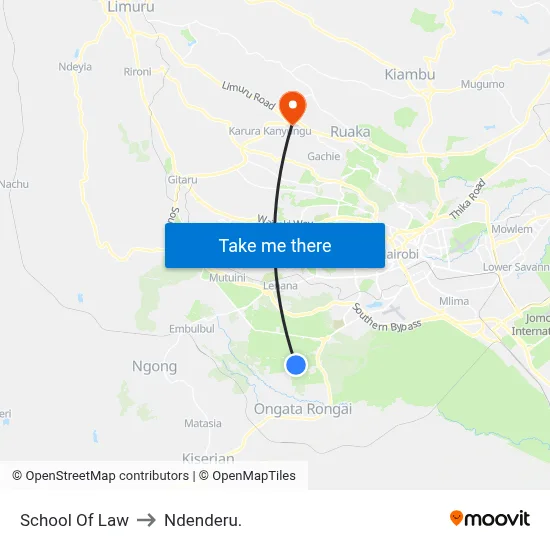 School Of Law to Ndenderu. map