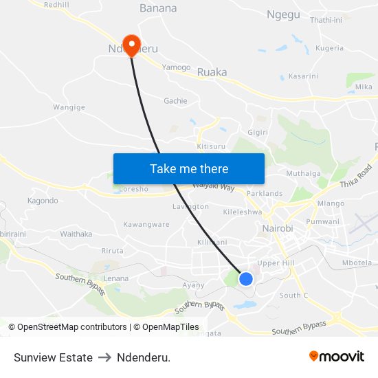 Sunview Estate to Ndenderu. map