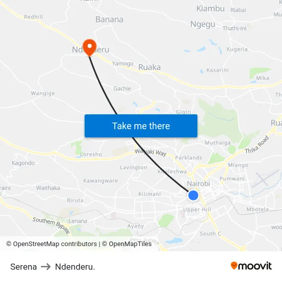 Serena to Ndenderu. map