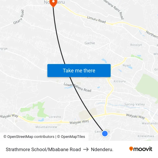 Strathmore School/Mbabane Road to Ndenderu. map
