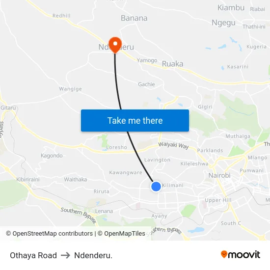 Othaya Road to Ndenderu. map