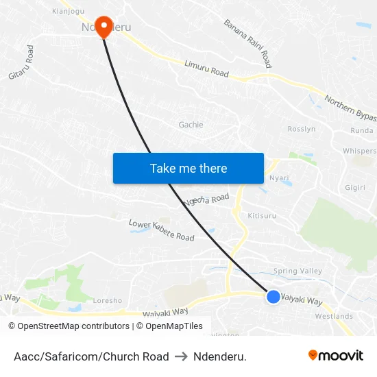 Aacc/Safaricom/Church Road to Ndenderu. map