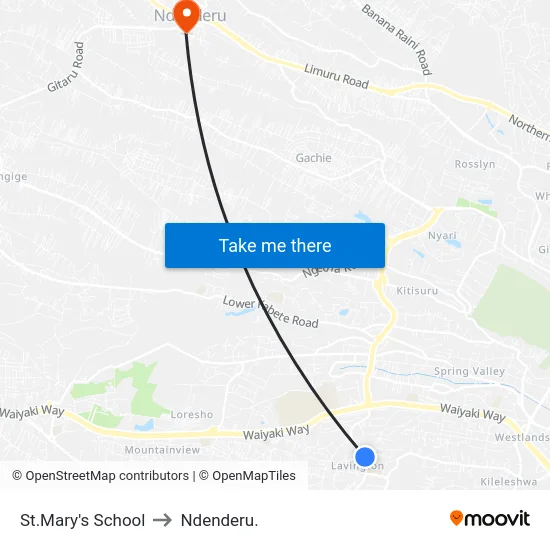St.Mary's School to Ndenderu. map
