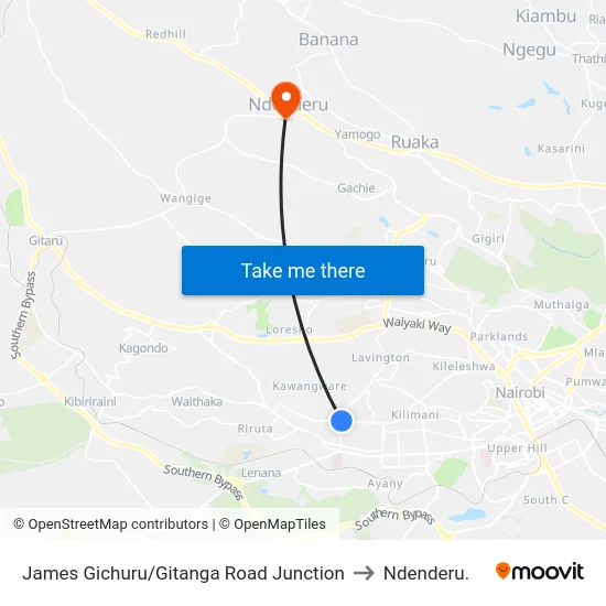 James Gichuru/Gitanga Road Junction to Ndenderu. map