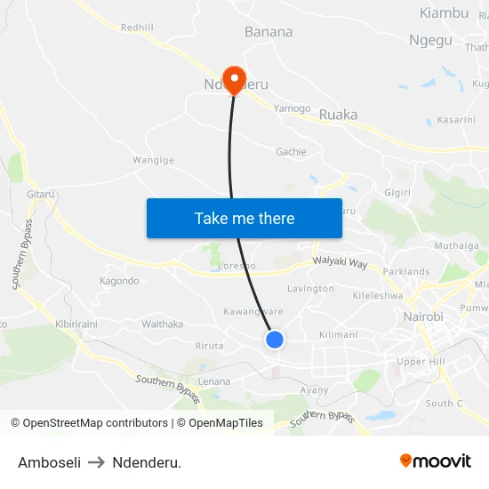 Amboseli to Ndenderu. map