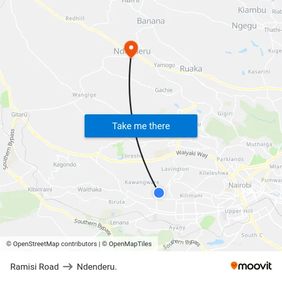 Ramisi Road to Ndenderu. map