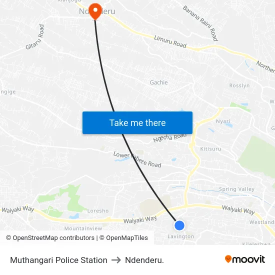 Muthangari Police Station to Ndenderu. map