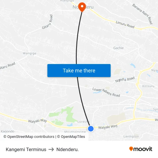 Kangemi Terminus to Ndenderu. map