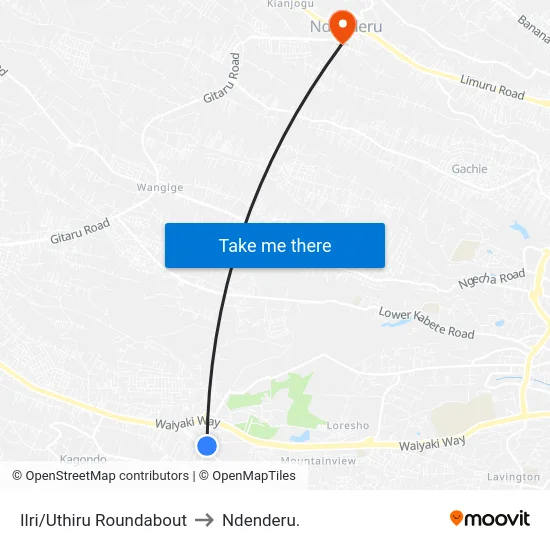 Ilri/Uthiru Roundabout to Ndenderu. map
