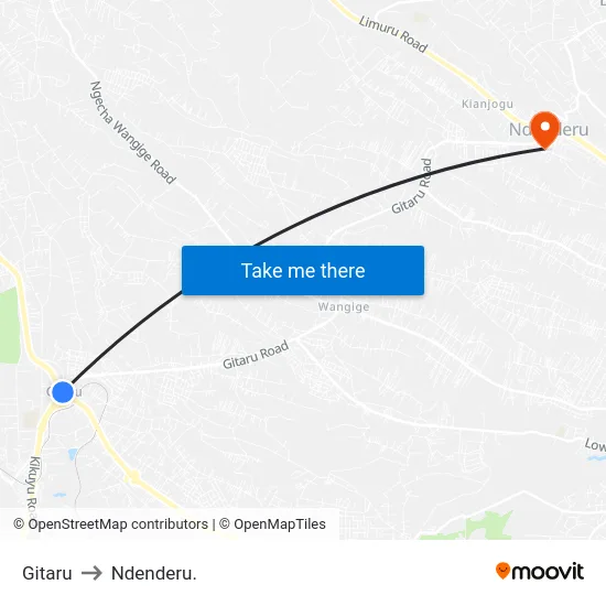 Gitaru to Ndenderu. map