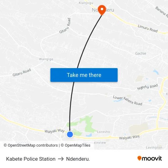Kabete Police Station to Ndenderu. map