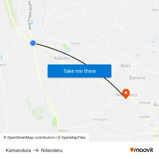 Kamandura to Ndenderu. map