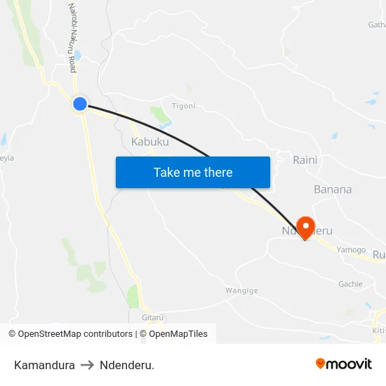 Kamandura to Ndenderu. map