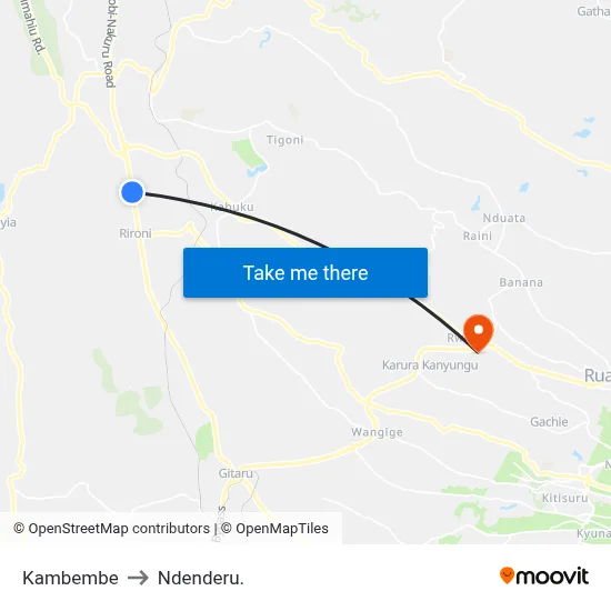 Kambembe to Ndenderu. map