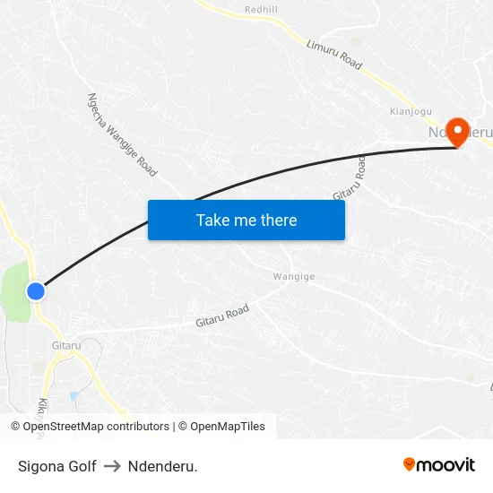 Sigona Golf to Ndenderu. map