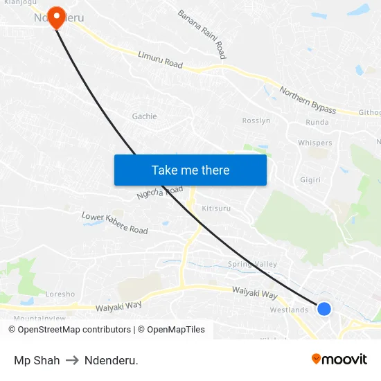 Mp Shah to Ndenderu. map