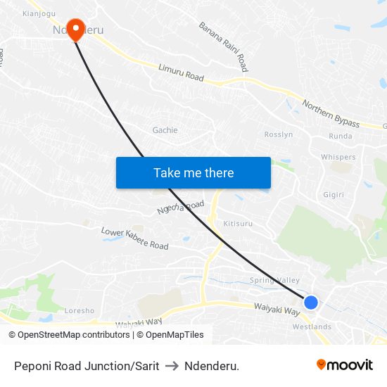 Peponi Road Junction/Sarit to Ndenderu. map