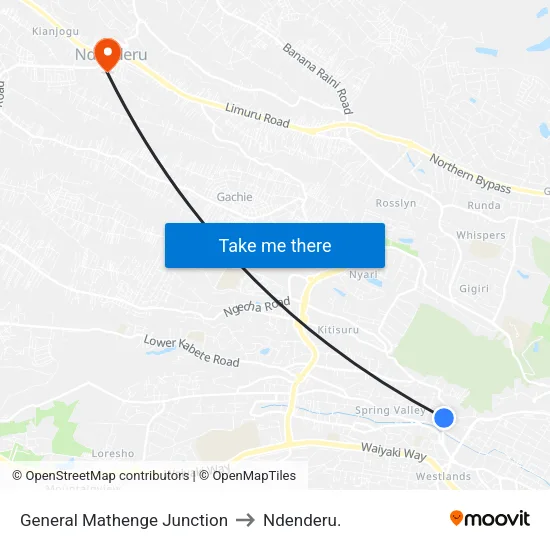 General Mathenge Junction to Ndenderu. map