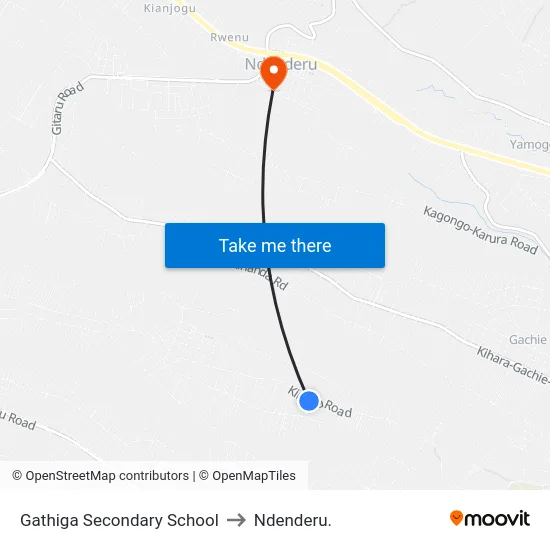 Gathiga Secondary School to Ndenderu. map