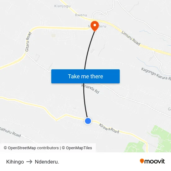 Kihingo to Ndenderu. map