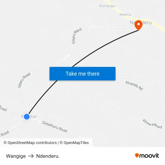 Wangige to Ndenderu. map