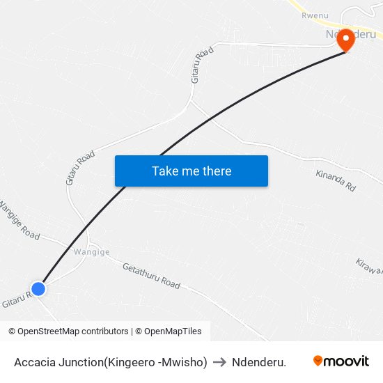 Accacia Junction(Kingeero -Mwisho) to Ndenderu. map
