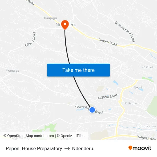 Peponi House Preparatory to Ndenderu. map
