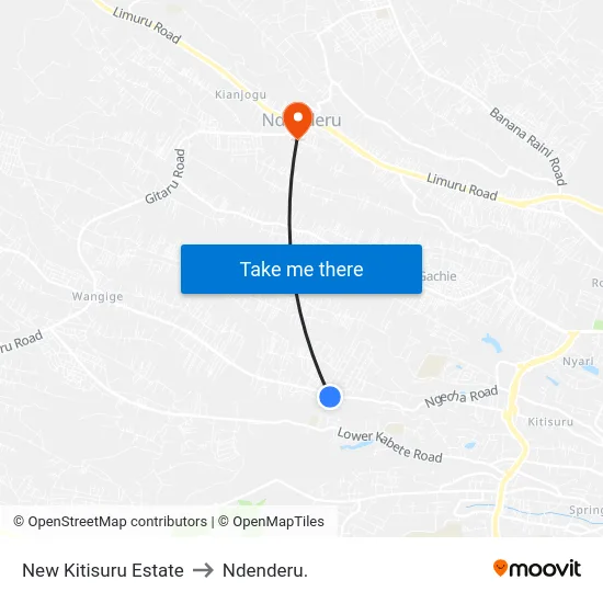 New Kitisuru Estate to Ndenderu. map