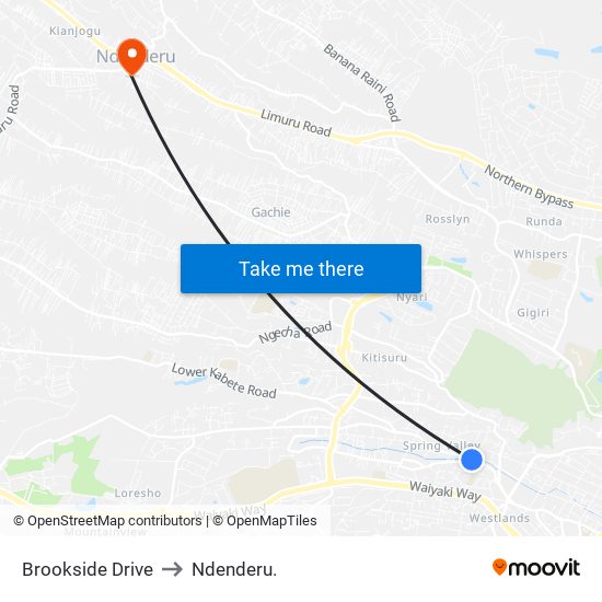 Brookside Drive to Ndenderu. map