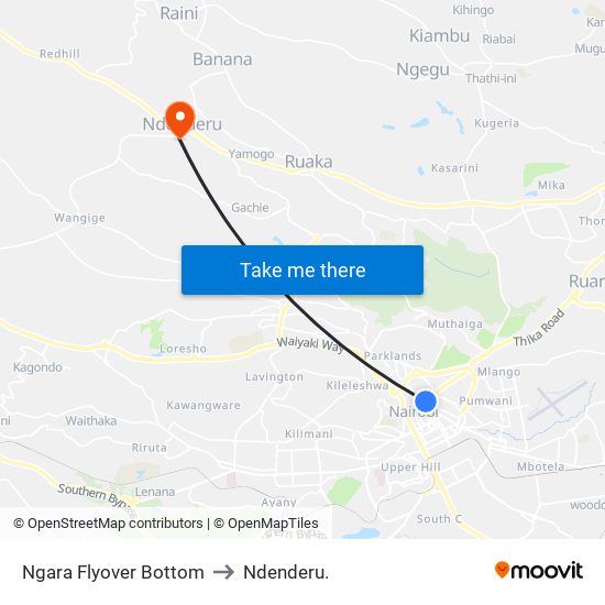 Ngara Flyover Bottom to Ndenderu. map