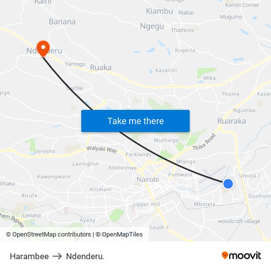 Harambee to Ndenderu. map