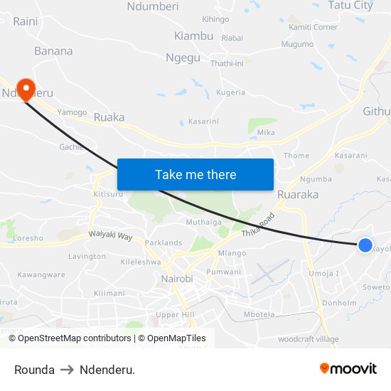 Rounda to Ndenderu. map