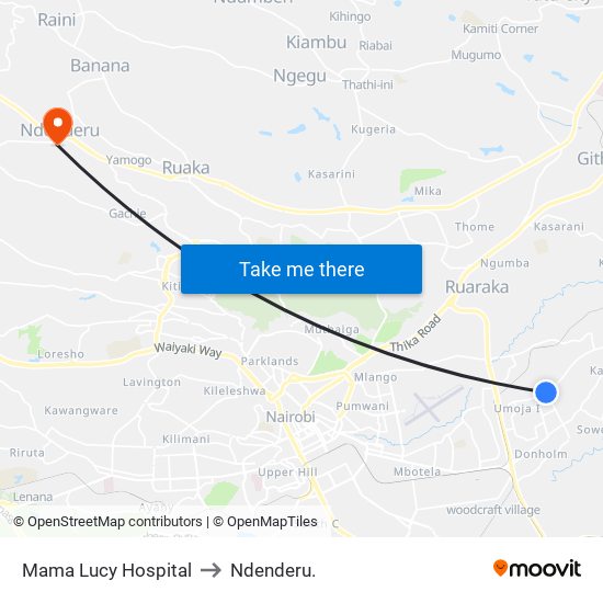 Mama Lucy Hospital to Ndenderu. map