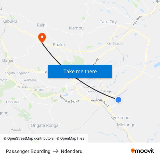 Passenger Boarding to Ndenderu. map