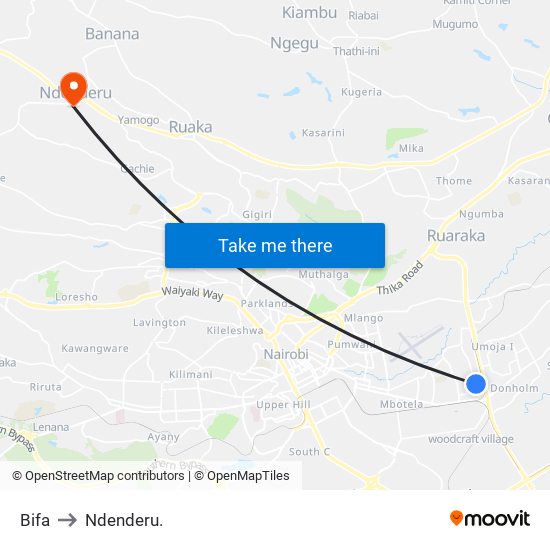 Bifa to Ndenderu. map