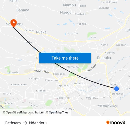 Cathsam to Ndenderu. map