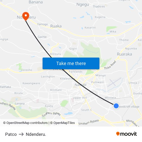 Patco to Ndenderu. map