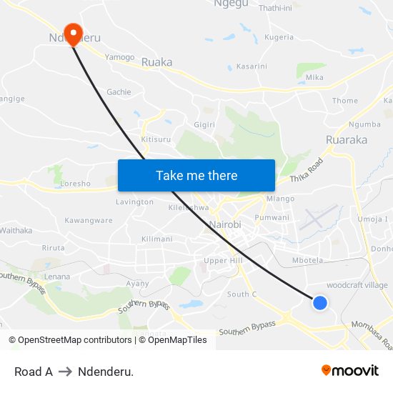 Road A to Ndenderu. map