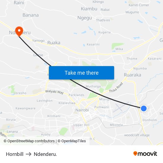 Hornbill to Ndenderu. map