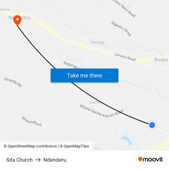 Sda Church to Ndenderu. map