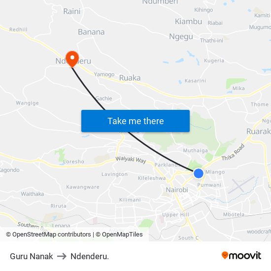 Guru Nanak to Ndenderu. map