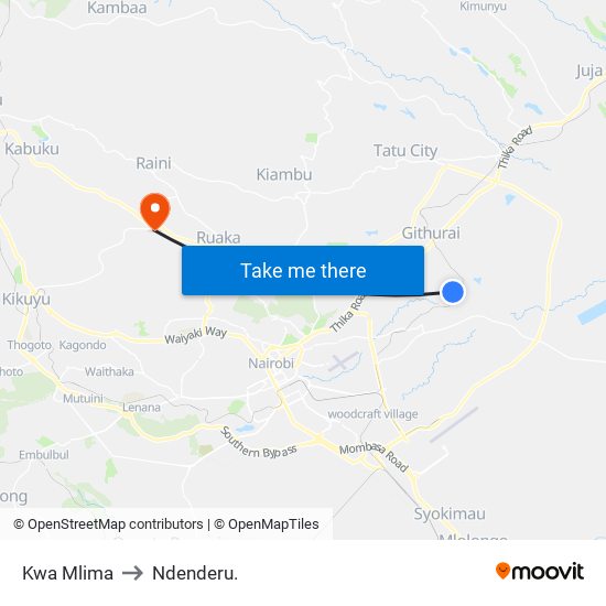 Kwa Mlima to Ndenderu. map