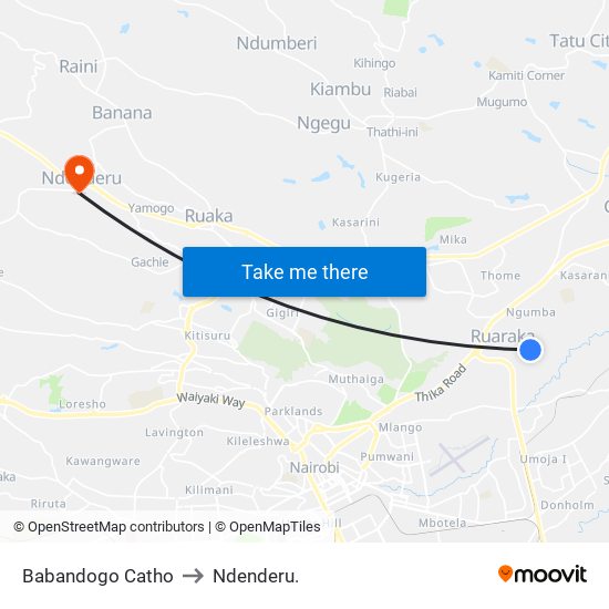 Babandogo Catho to Ndenderu. map