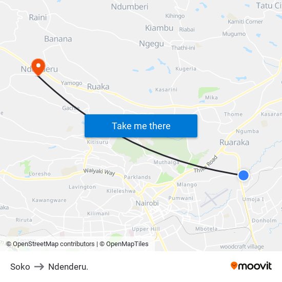 Soko to Ndenderu. map