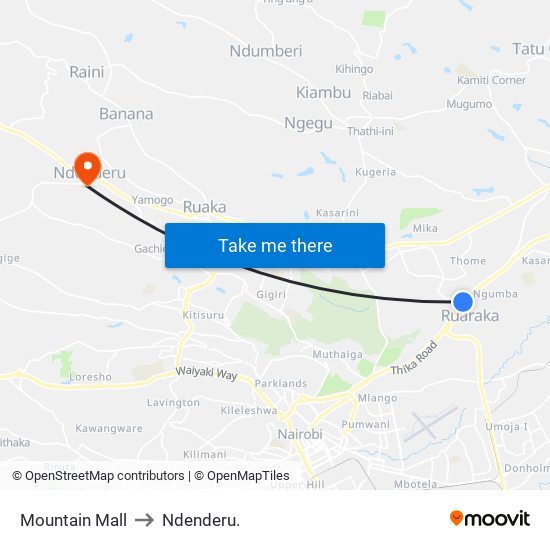 Mountain Mall to Ndenderu. map